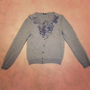 Gray ruffled cardigan